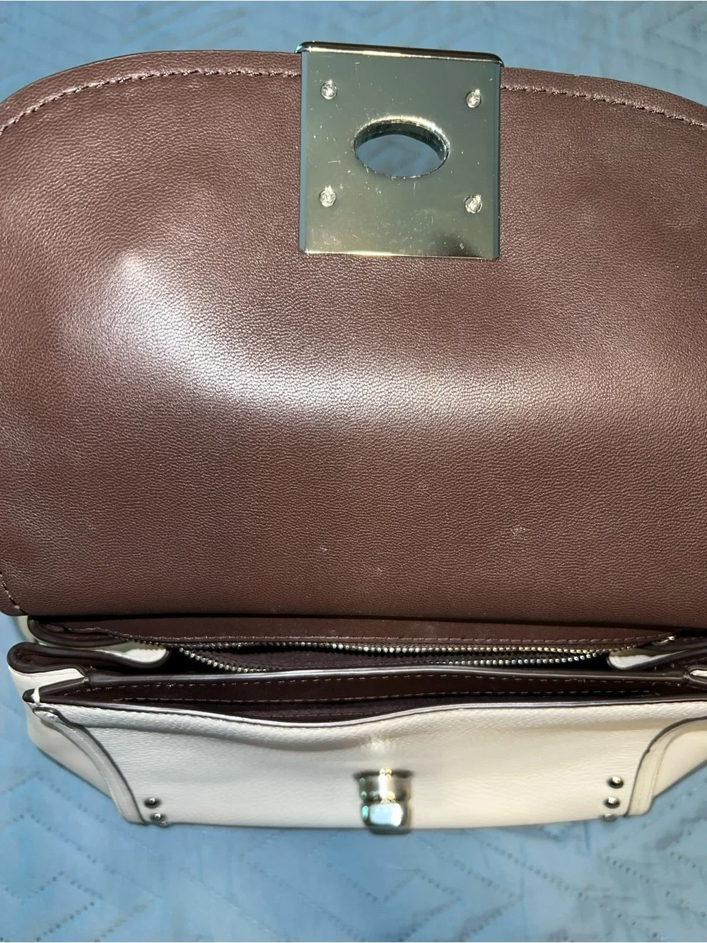 Coach Drifter White Embellished Leather Top-Handbag with Shoulder Strap